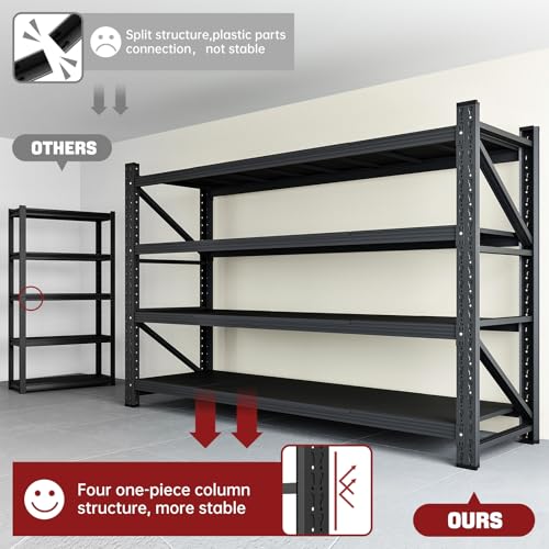 Image of RAVIGIN 5000LBS Storage Shelves,60 inch W Garage Shelving Heavy Duty Metal Adjustable Garage Shelves, Shelving Units Industrial Shelving for Warehouse,60 inch W x 24 inch D x 70 inch H,Black