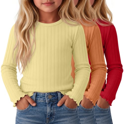 Image of 3 Pack Toddler Girls Cute Long Sleeve Cotton Shirts
