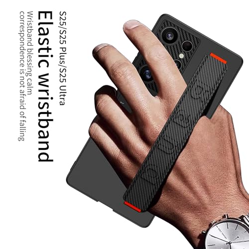 Image of BOUNCEBACK Slim Polycarbonate Back Case /Cover with Stand & Strap for Samsung Galaxy S25 Ultra 5g - (Black | Faux Leather)