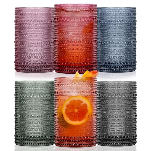 GGOLDMER Colored Hobnail Drinking Glasses Set of...