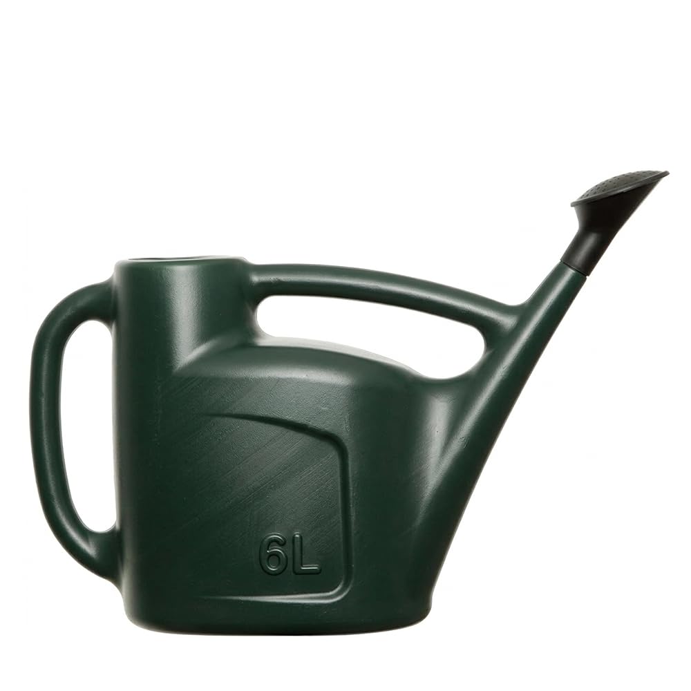 Karrma Ltd. Garden Watering Can with Detachable Rose Sprinkler 6 Litre Green Heavy Duty Plastic Outdoor Plant Waterer for Gardens, Allotments & Greenhouses Ergonomic Double Handle Design