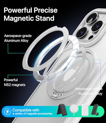 Image of for iPhone 15 Pro Case, Compatible with MagSafe, Slim Shockproof Military-Grade Rugged Protective Case with Stand, Camera Control, Comfort Grip (B-White, iPhone 15 Pro)