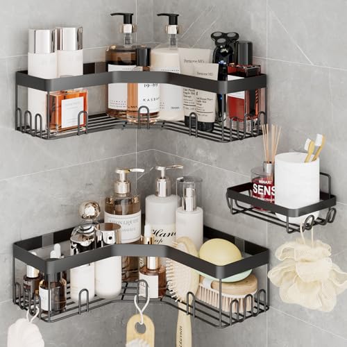 RUIHANDA Estanteria Baño Sin Taladro, Estante de Ducha para Ducha sin taladrar, Negro