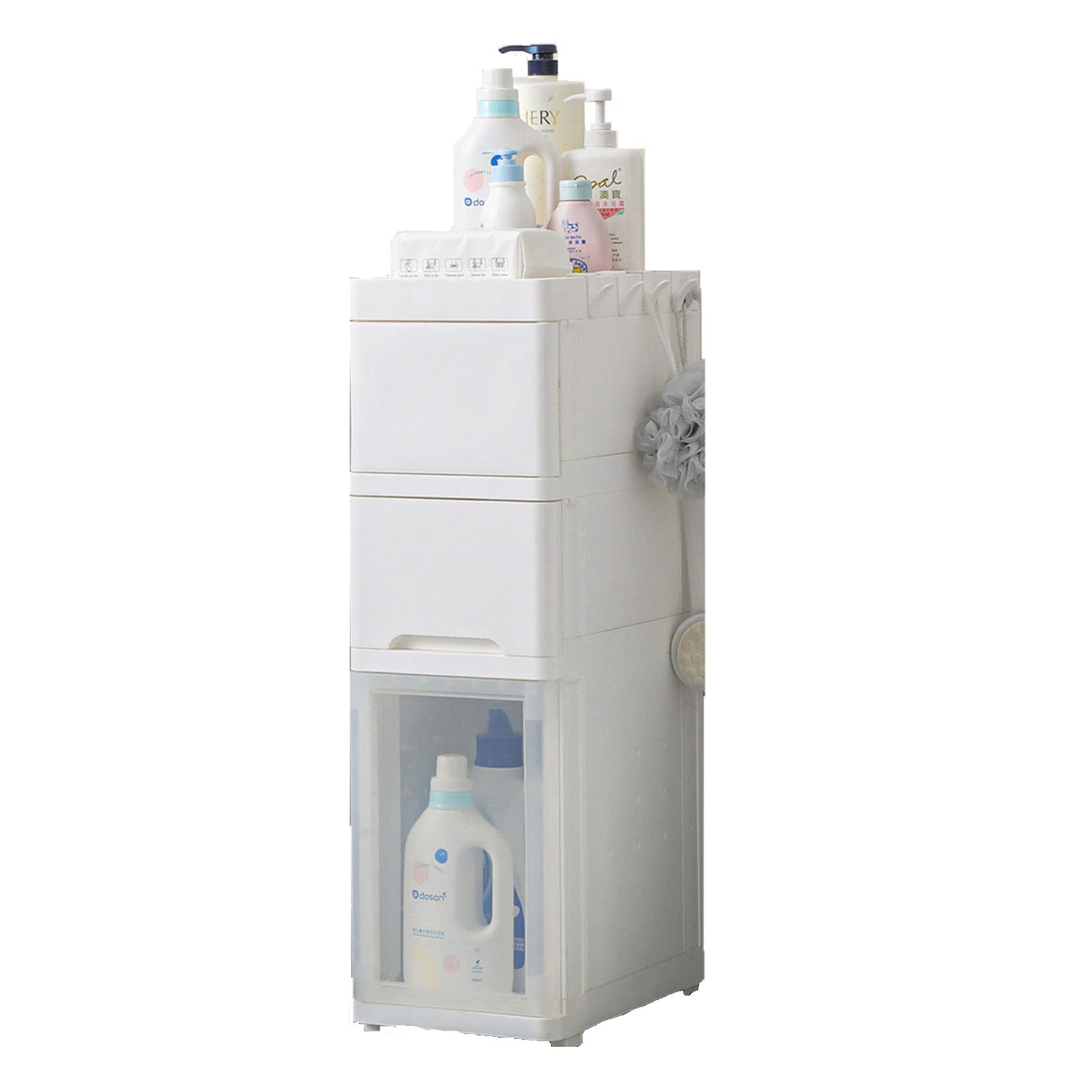 Colonne de rangement JATIBOSH multicouche en PP blanc, l'excellence du design d'angle durable