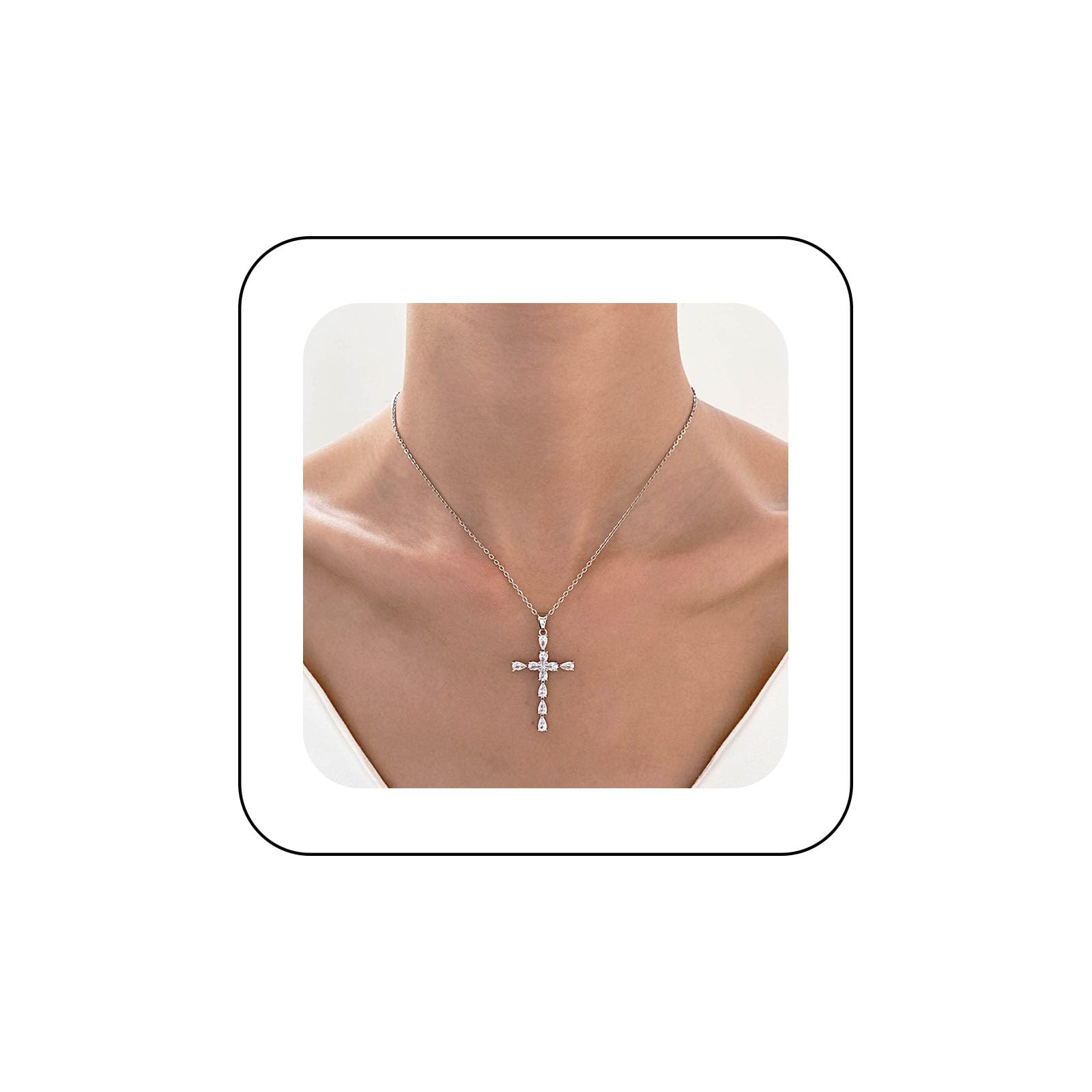 Disshowme Collana Punk Con Ciondolo Croce Di Perle E Cristalli: Gioiello Vintage Strass Per Donna, Stile Cyberpunk - 5