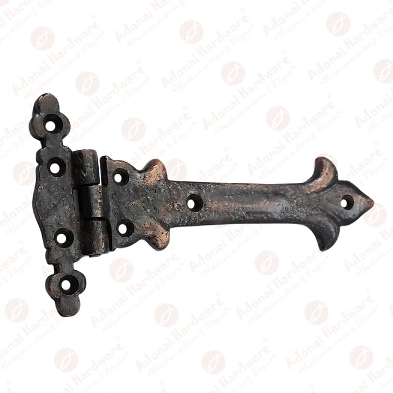 Image of Adonai Hardware Adonijah Antique Cast Iron Strap T Hinge (6 inch X 2 Pack, Oil Rubbed Bronze) for Barn Doors, Gates, Kitchen Cabinets, Sheds, Wooden Box, Furniture, Cedar Chest and Trunks