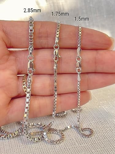 JEWELHEART 14K Real Gold Square Box Chain - 1mm 1.25mm 1.5mm 1.75mm 2.85mm White Gold Chains For Men - Diamond Cut Link Chain Necklace For Women with Lobster Clasp 16" 18" 20" 22" 24"4