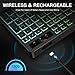 Soueto Wireless Keyboard with 7-Color RGB Backlit, Full-Size Computer Keyboard with Phone Tablet Holder, 2.4G Rechargeable Gaming Keyboard with Light Up Keys, Compatible with Mac, Windows (Black)