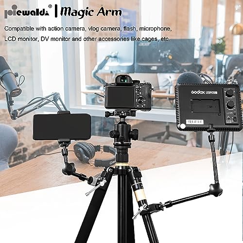 Image of 20 inch Magic Arm Clamp Kit with 1 /4 inch & 3 /8 inch Thread Clamp,Adjustable Friction arm- Articulating arm,with /Phone Clip /Tripod Mount Adapter,for Action Camera /DSLR /LCD Monitor /LED Lights /Cell Phone