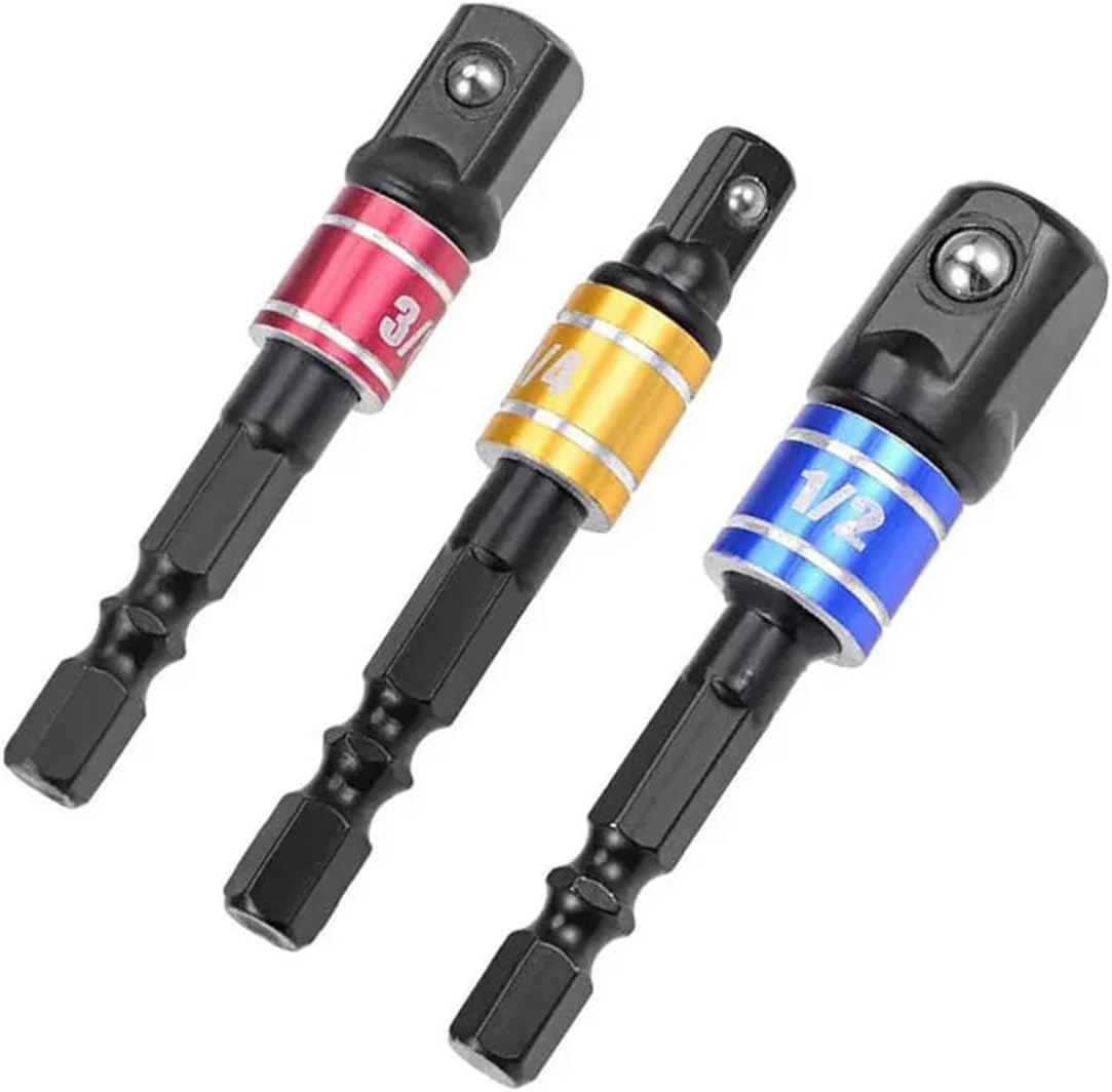 Drill Socket Impact Drill Extension Drill Bits Bar 1/4 3/8 1/2 Size 3Pcs(Black)