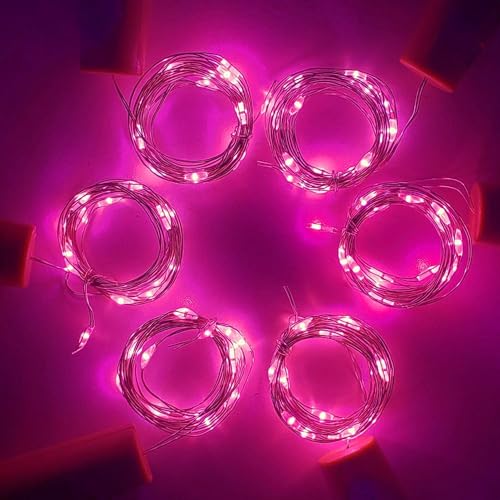 Image of Lexton Cork Light | Bottle Light | Copper String Light | Cork String Light for Room Decor, Birthdays, Party, Diwali (Pink Color Pack of 2) Includes Additional 3 Button Cells for Extended Use