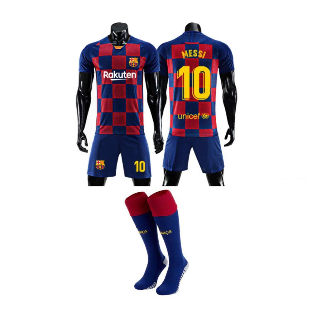 2019-2020 FC Barcelona Home Away 10# Messi Soccer Jersey Set for Fans Men Boy