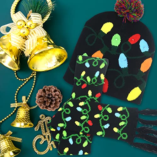 Sept.Filles Kids Christmas Party Holiday Hats Light up Hat Beanie Winter Hat Scarf Kids Beanie4