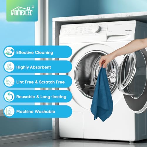 Image of HOMEXCEL Navy Blue Microfiber Cleaning Cloth, 24 Pack Cleaning Towels for Kitchen, Lint Free, Scratch-Free, Highly Absorbent, and Reusable Cleaning Rags for House, Window, Cars, 11.5 X11.5 inch