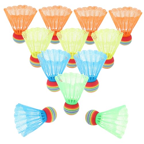JOINPAYA 12Pcs Colorful Plastic Badminton Shuttlecocks Lightweight and Durable for Activities Random Colors for Family Fun and Sports