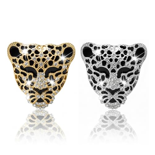 Image of Bling Rhinestone Leopard Head Car Air Freshener Vent Clip, Sparkly Cheetah Print Auto Decoration, Refillable Essential Oil Diffuser, Cute Car Accessories for Women