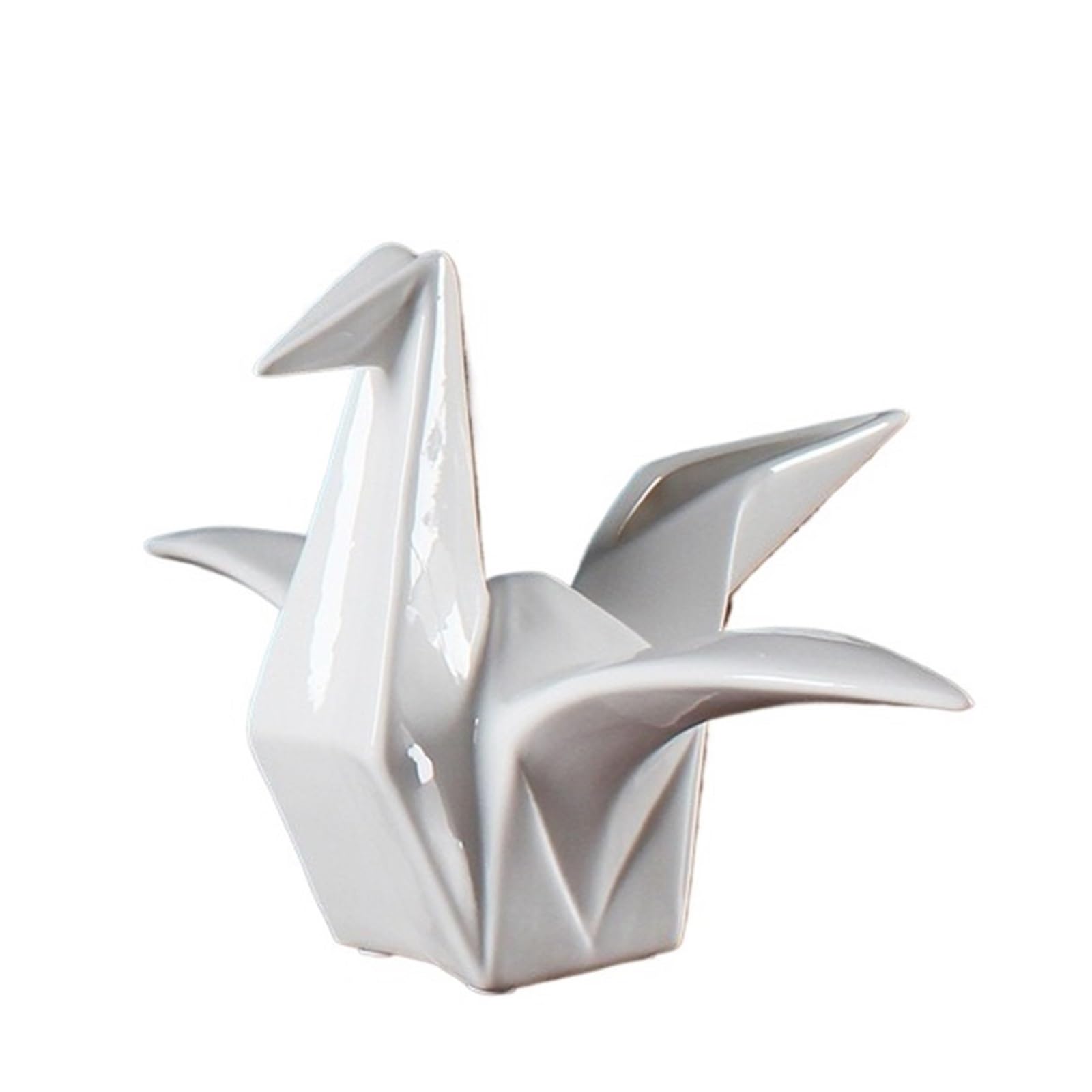 Figurki na biurko ceramiczne origami żuraw figurka statuetka ręcznie wykonana w kształcie do dekoracji domu akcenty wystroju domu (L)