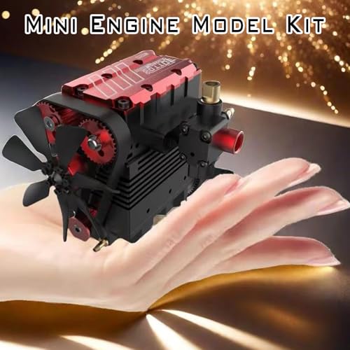 Image of Model Engine Kit for Adults - L2 Mini Engine Build Kit That Runs on Gas, Twin Cylinder 4 Stroke Nitro Engine DIY Full Metal Car Engine Model Kit Educational Experiment, TOYAN FS L200AC (KIT)