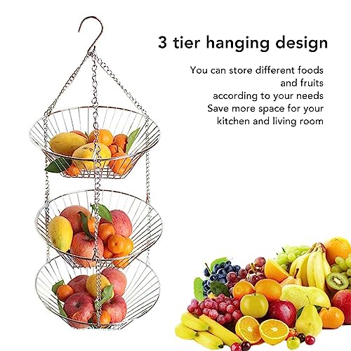Colossaln COLOSSALNPB83GVU6X0 Stylish Iron Wire Hanging Fruit Basket 3 Tier Kitchen Storage Stand thumb #3