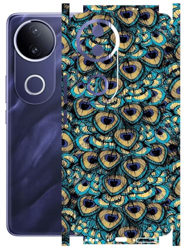 Image of AtOdds - Full Body Back Screen Guard Protector Film - Lamination Wrap Skin Sticker Compatible with VIVO T4R (5G) | Scratchproof Matte Finish (Design - Peacock)
