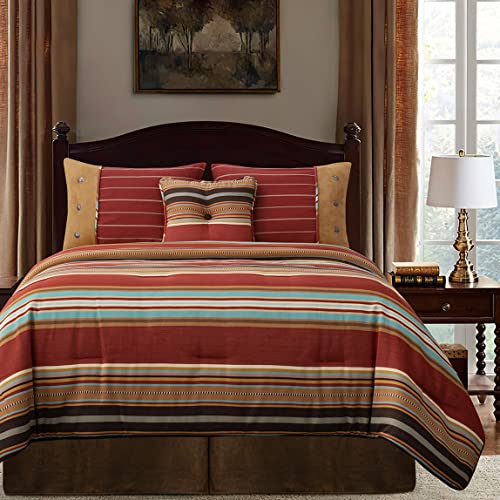 Image of H HIEND ACCENTS Paseo Road Calhoun 5 Piece Queen Striped Comforter Set