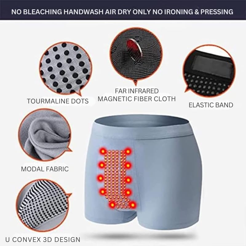 Image of Men's Mid-Rise Magnetic Boxer Briefs | Breathable Stretch Fabric with Energetic Massage Dots Underwear (Random Colors)