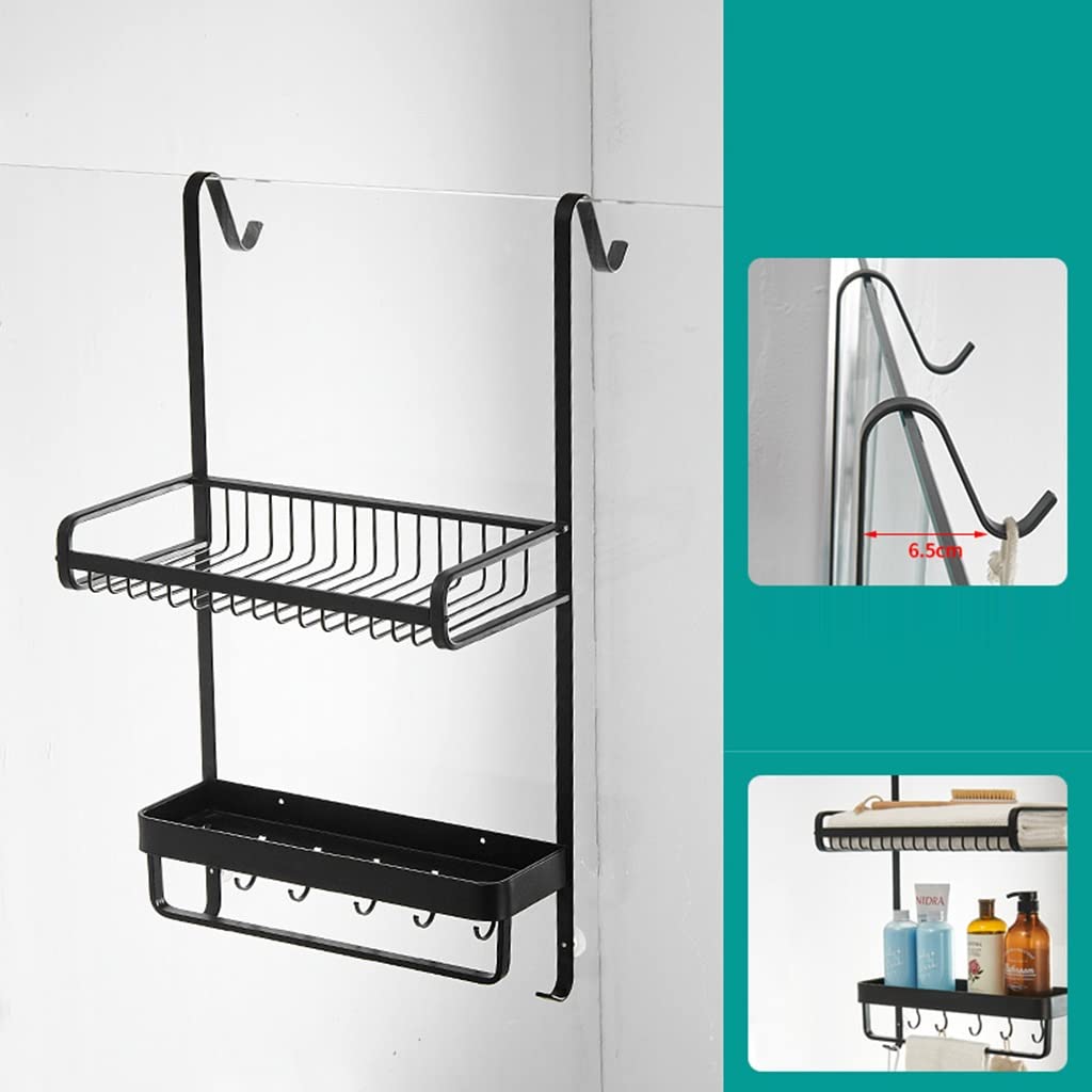 Exquisitos estantes de baño Cesta de ducha que cuelga sobre la puerta, organizador de baño Estante de almacenamiento Estante de almacenamiento Champú Jabonera Ganchos de soporte, para dormitorio, inod