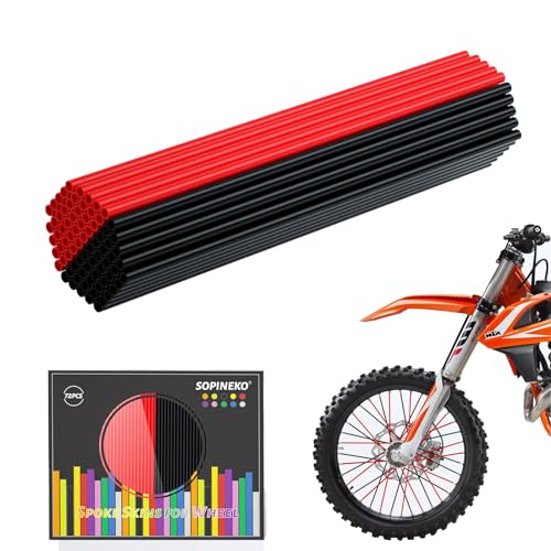 Image of 72Pcs Spoke Skins Covers Spoke Wraps Wheel Decoration for Motorcycle Bicycle Dirt Bike Wheelchair(Red & Black)