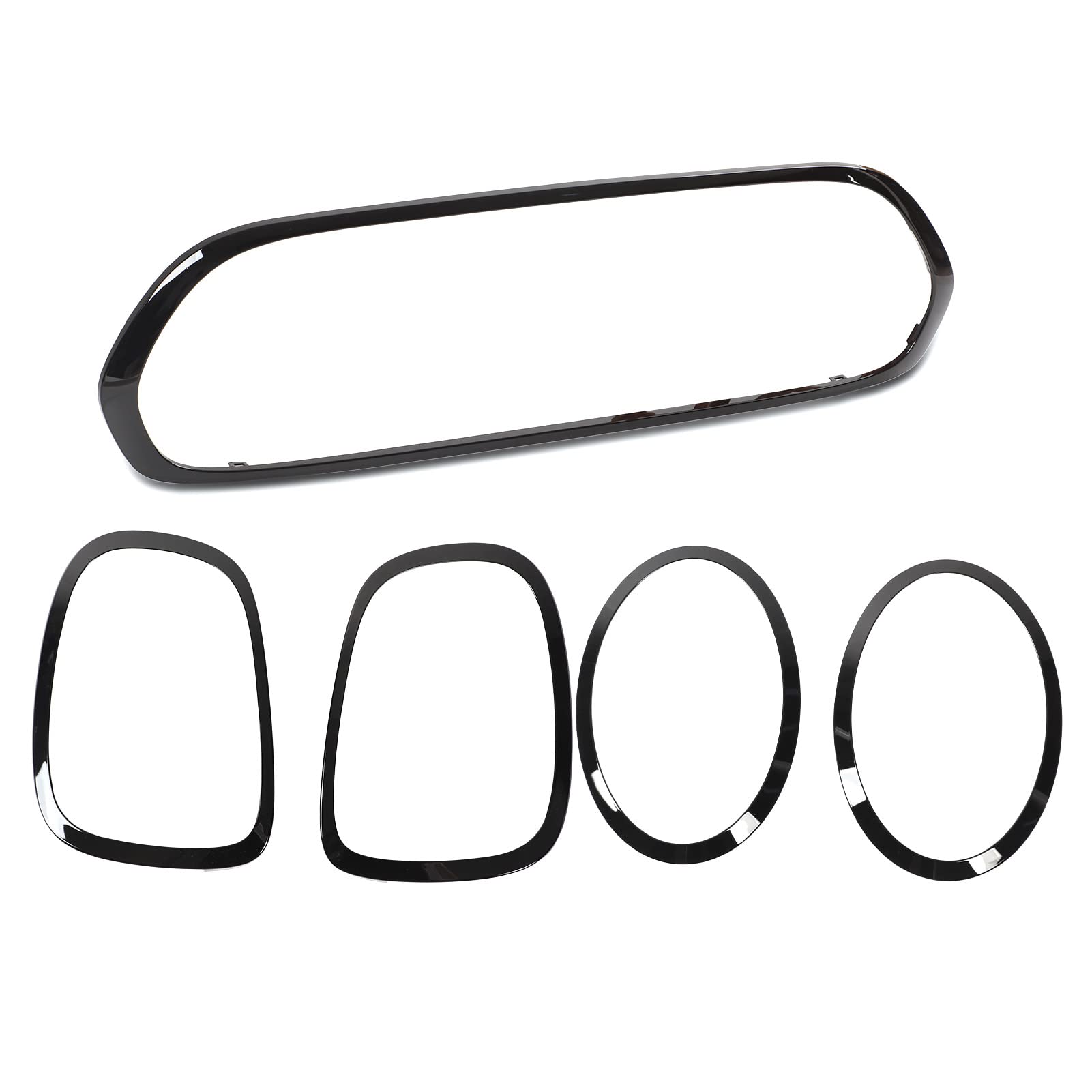 Brillant Noir Phare et Feu Arrière Couverture Couverture 5Pcs Kit de Remplacement pour Mini F55, F56, F57 (2014+)