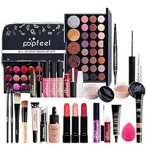 MKNZOME Professionele make-up-set, 30 stuks, cosmetica-starterset met make-uptas, draagbare reis-make-up-paletten voor verjaardagen, Kerstmis, cadeauset, oogschaduw, gezichtspoeder, lipgloss