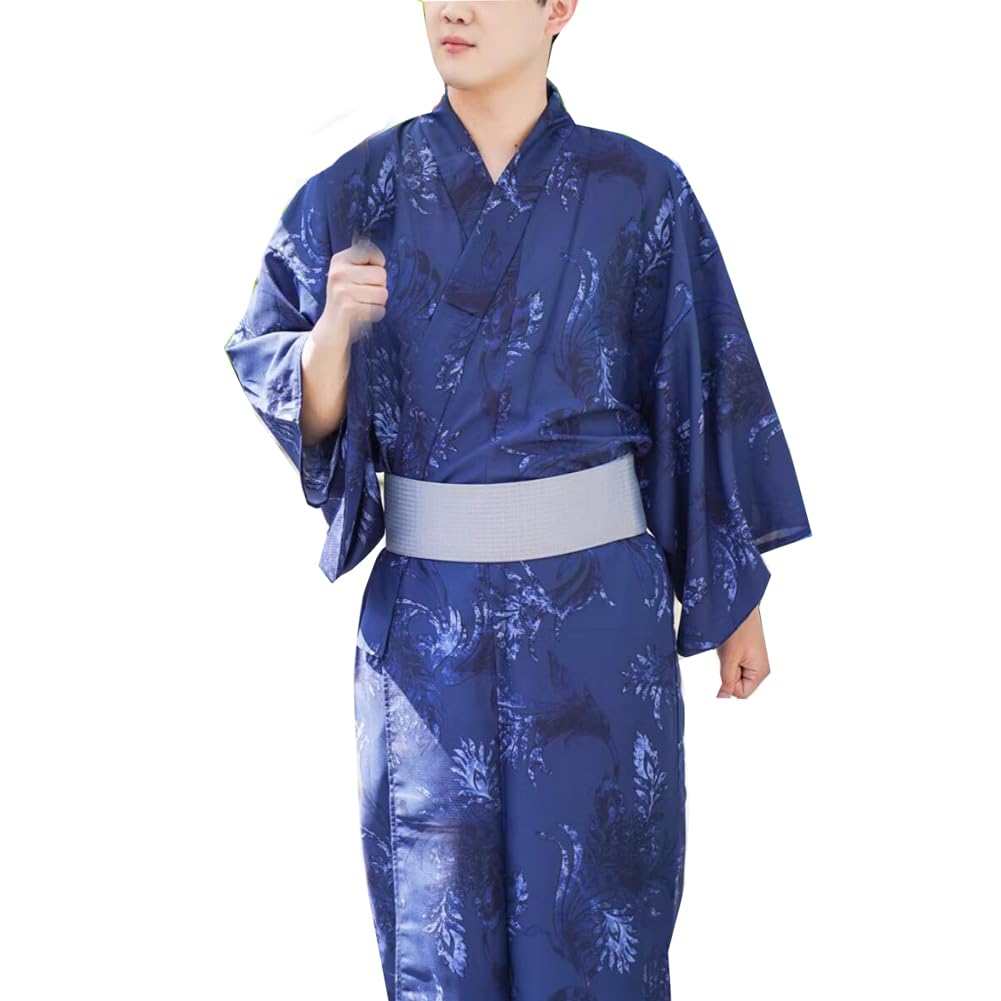 Fancy Pumpkin Men's Japanese Yukata Japanese Kimono Home Robe Pajamas Dressing Gown Size L-F8