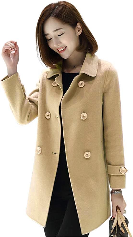 IDEALSANXUN Womens Fall Winter Wool Coats Peacoat Double Breasted Trench Coats