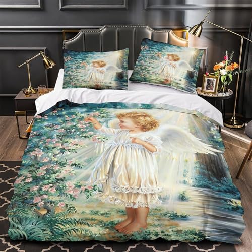 Housse de couette 200x200cm microfibre avec fermeture éclair temple antique