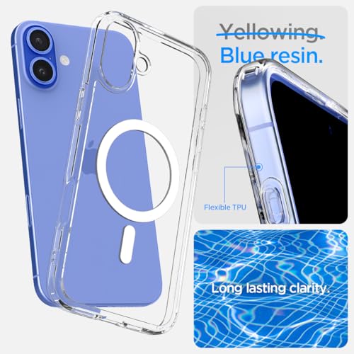 Image of Spigen Ultra Hybrid MagFit Back Cover Case Compatible with iPhone 16 (TPU + Poly Carbonate | White)