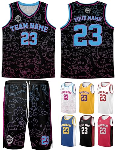 Custom Basketball Jerseys - Personalized Team Name Number Logo Basketball Shirt Shorts - Customize...