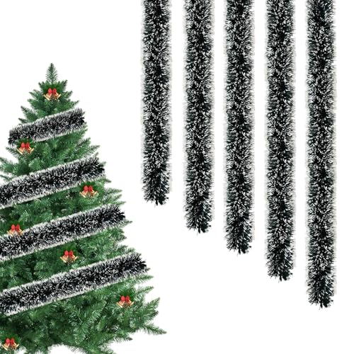 5 PCS Espumillón y Guirnalda de Oropel de Navidad - 2M Decorativa para Árbol, Abeto Artificial - para Bodas, Casas, Fiestas (A)