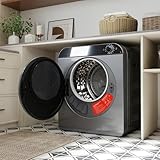 PUGSDRLY Sèche-linge performant 5kg, PTC céramique et tambour inox, Machine à sécher le linge à 4 programmes dont refroidissement, montage mural/pile compact tumble dryer (Silver grey)