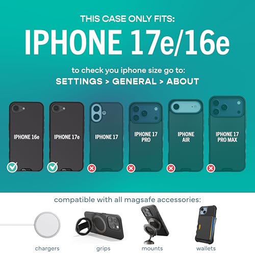 Image of Smartish iPhone 17e /16e Magnetic Case with MagSafe Wallet - Gripmunk - Magsafe Compatible Thin Grip Cover + Detachable Magnetic Credit Card Holder - Black Tie Affair