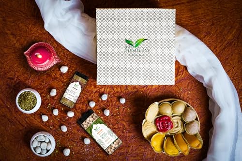 Image of Misstevia Sugar Free Sweets Gift Box 410g| Sugar Free Mithai and Premium Mukhwas Combo Festive Gift pack | Stevia Sweetened | Badam and Kesar Malai Peda | Dryfruit Laddu | Mango Malai Sandesh | Dryfruit Coconut Laddu | Rose Kaju | Green Mango Goli and Pan Sutra|Tealight Candle and Holder| Valentine Gift Hamper