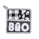 Mud Pie Towel Pot Holder, Boo, Holder 8" x 8" | Towel 12" x 12"