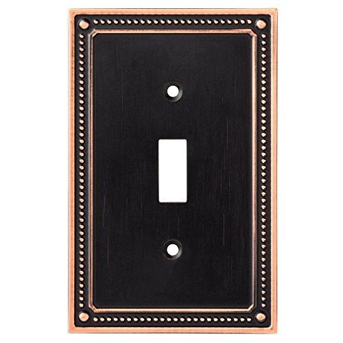 Franklin Brass Classic Beaded (1-Pack) Decorative Light Switch Cover Wall Plates Bronze w/Copper Highlights 1-Gang Wall Plate Toggle Electrical Outlet Guard W35058-VBC-C