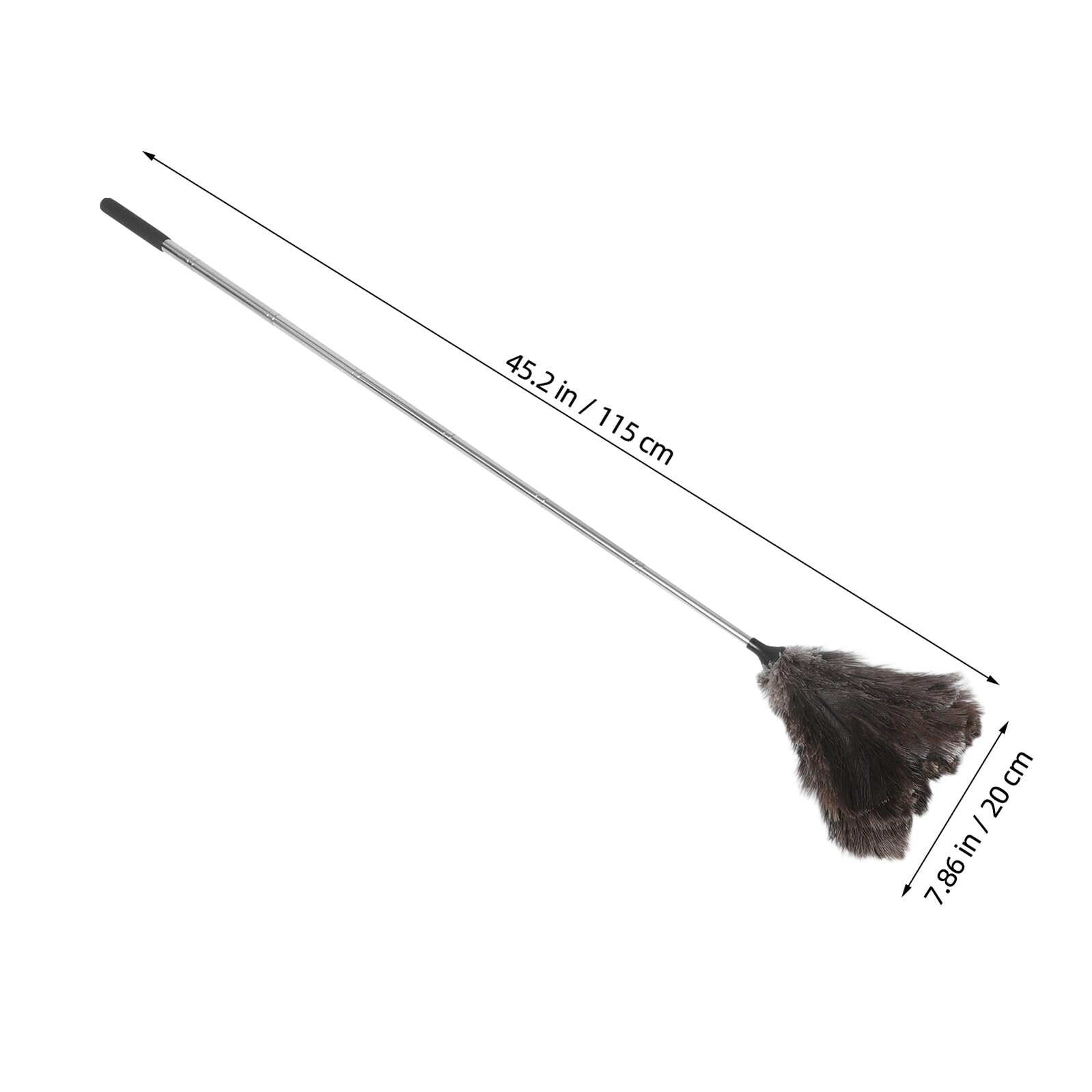 Spolverino a Piume di Struzzo Telescopico in Acciaio Inox Regolabile | Casa e Ufficio, per Ventilatori a Soffitto e Angoli, Retrattile e Portatile, Testina Flessibile, Setole Morbide, Antigraffio