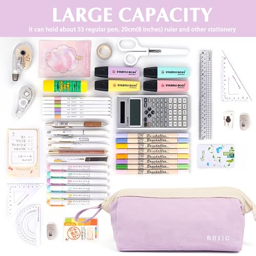 Image of MAMUNU Large Pencil Case Wide Opening - Big Capacity Pencil Pouch for Girls Boys - Portable Stationery Pen Bag for School Office College Teens Students Adults, Purple