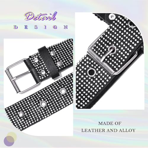 Asooll Punk Leather Waist Belts Black Adjustable Crystal Dresses Belt Rave Party Women Belt for Women4