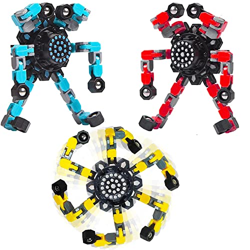 3PCS Spinning Top Toyï¼ŒDIY Deformable Stress Relief Toy Decompression Fingertip Spinner Toy New Transformable Creative Mechanical Gyro Toy for Kids