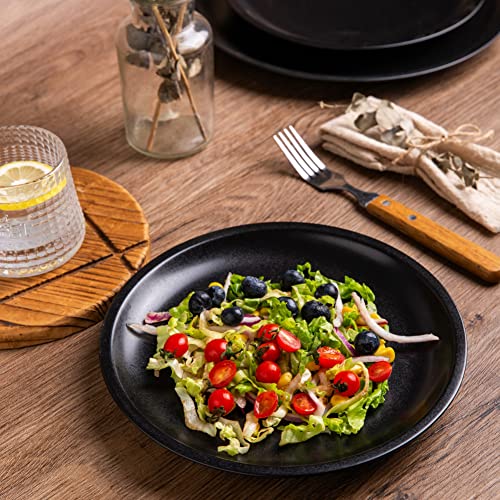 Gbhome Stoneware Dinnerware Sets,Handcrafted Ceramic Plates And Bowls Sets,Highly Chip& Scratch Resistant | Dishwasher & Microwave& Oven Safe Dishes Set- Service For 4 (12Pc) -Matte Black #TOP3