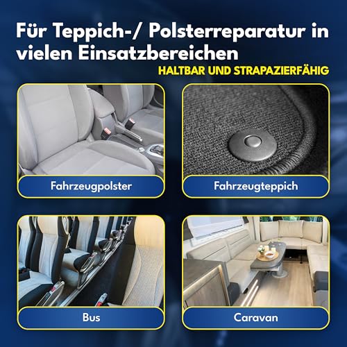 ATG® Brandloch Reparaturset Auto Stoff - Professionelle Reparatur für alle Polster & Teppiche - 13 TLG. Autositz Reparaturset - Schnell & einfach Autositz Flicken - Stoff Reparatur Set
