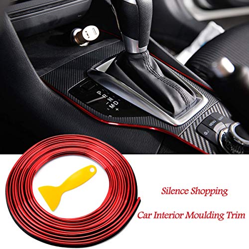 Silence Shopping Auto Decorativo 5M Universal Car interior molduras tiras con herramienta de instalación exclusiva Flexible Trim línea automóvil DIY Gap adornar accesorio para todos los coches (Rojo)