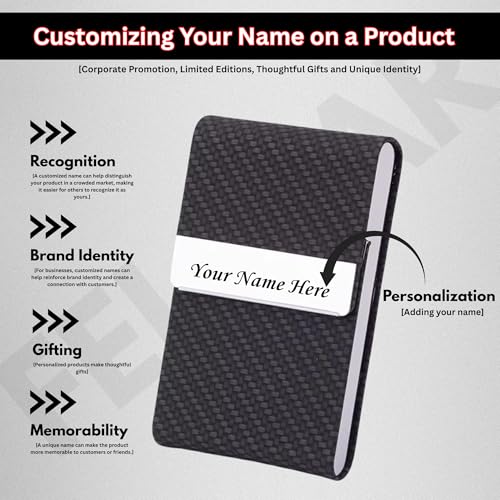 Image of Felstar Customised /Personlised Name Engraved Pu Leather & Metal Unisex RFID Blocking Business Visiting Wallet Card Holder for Men & Women /Gift Your Loved Once on Any Occasion (S Black)