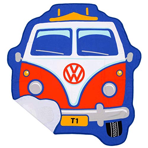 VW Collection - Volkswagen Combi Bus T1 Camper Van Serviette de Plage pour Enfants (Devant/Rouge) Cover